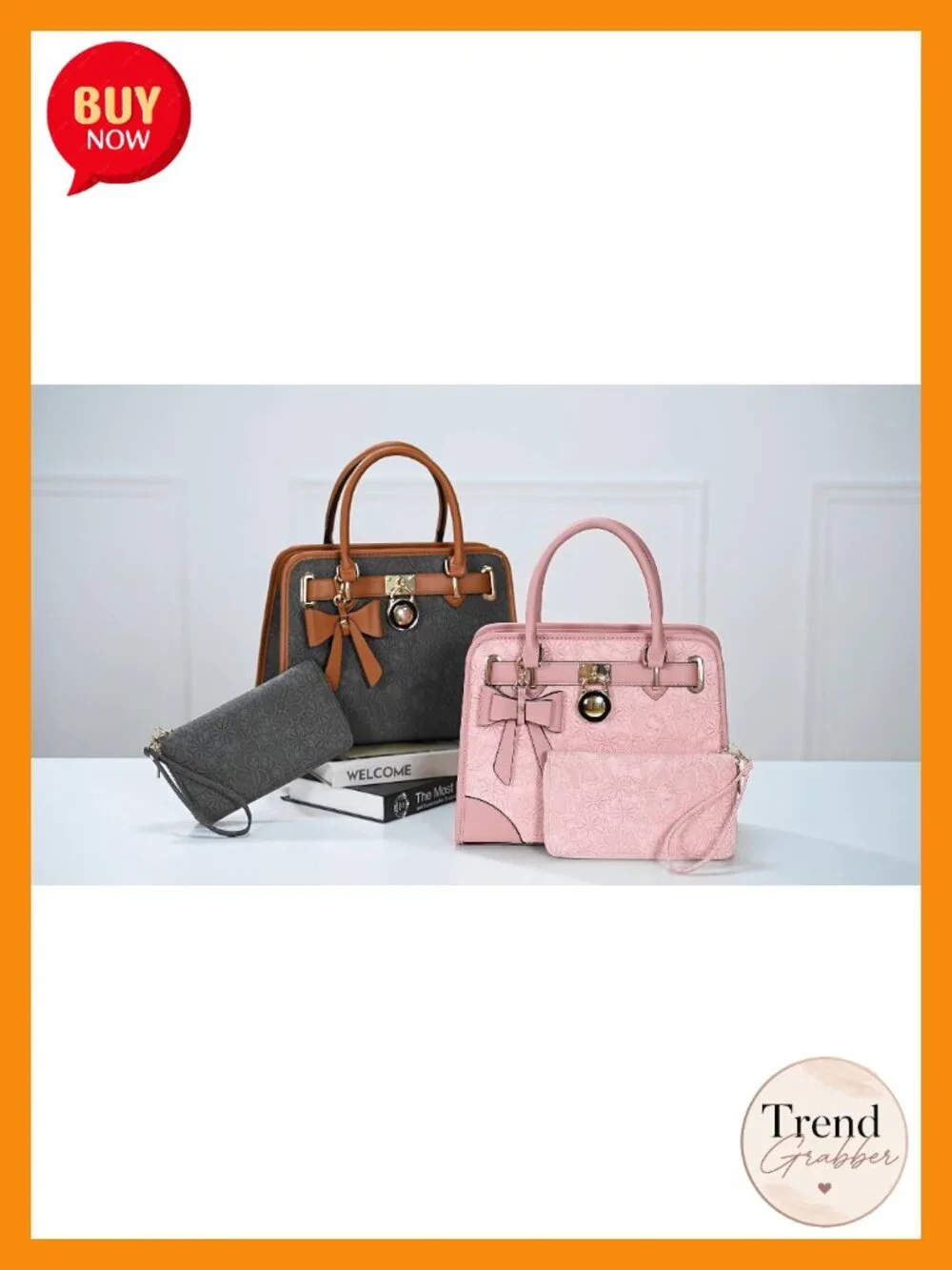 Vegan PU Leather Satchel Handbag with RFID Wallet, Shoulder & Crossbody Bag